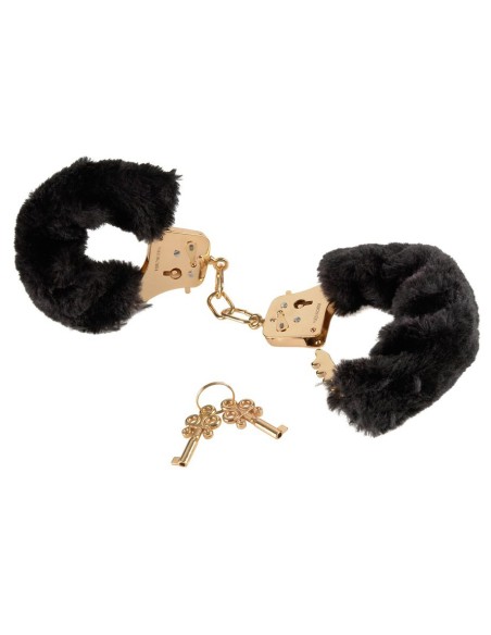 Menottes Gold Furry Noires Menottes Gold Furry Noires