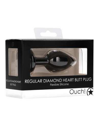 Plug Bijou Anal silicone Heart Noir 6 x 2.8 cm