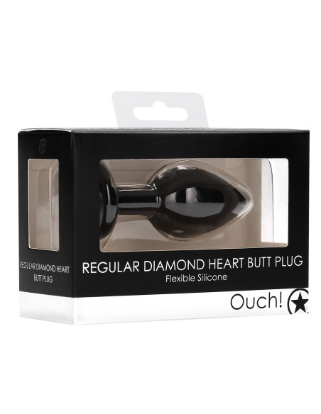 Plug Bijou Anal silicone Heart Noir 6 x 2.8 cm