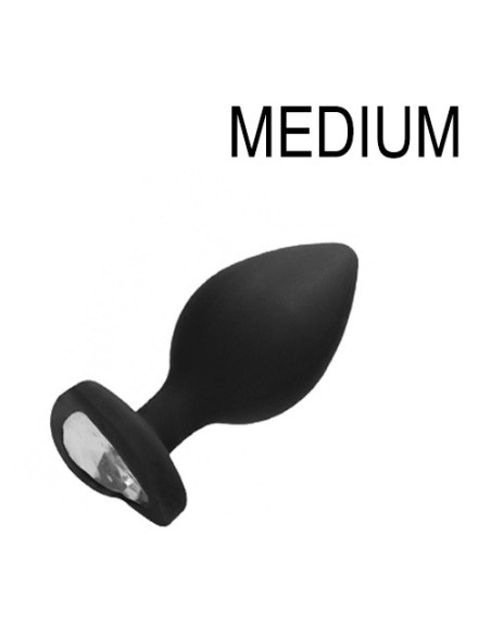 Plug Bijou Anal Silicone Heart Noir 7 x 3.5 cm