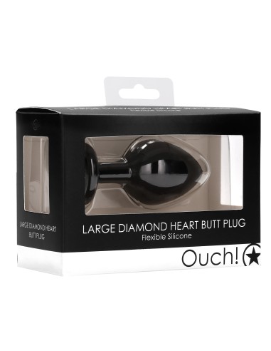 Plug Bijou Anal Silicone Heart Noir 7 x 3.5 cm