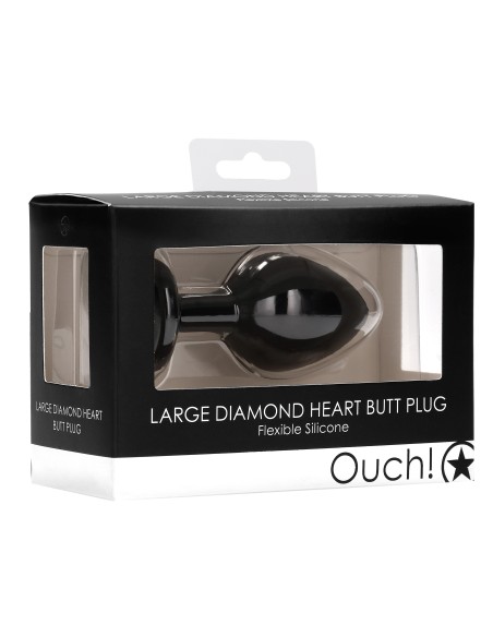 Plug Bijou Anal Silicone Heart Noir 7 x 3.5 cm