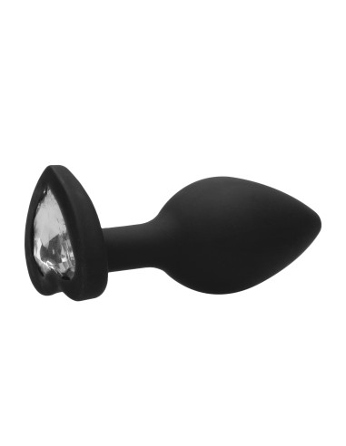 Plug Bijou Anal Silicone Heart Noir 7 x 3.5 cm