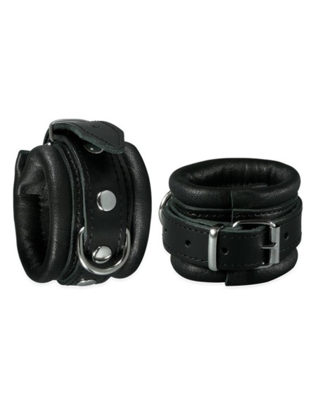 Menottes en cuir pour poignets 5cm Noir Menottes en cuir pour poignets 5cm Noir