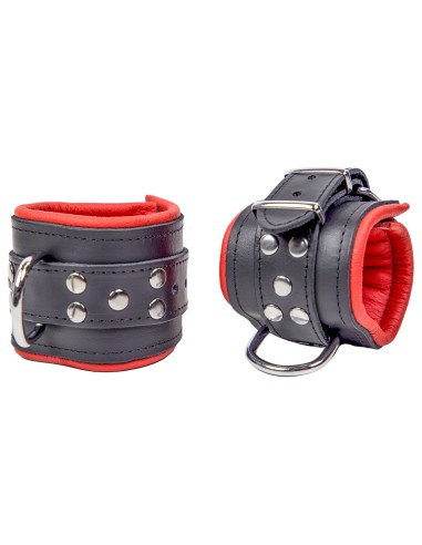 Menottes Rembourrées en cuir pour les poignets Noir-Rouge