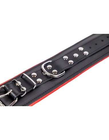 Menottes rembourrées en cuir pour les chevilles Noir-Rouge