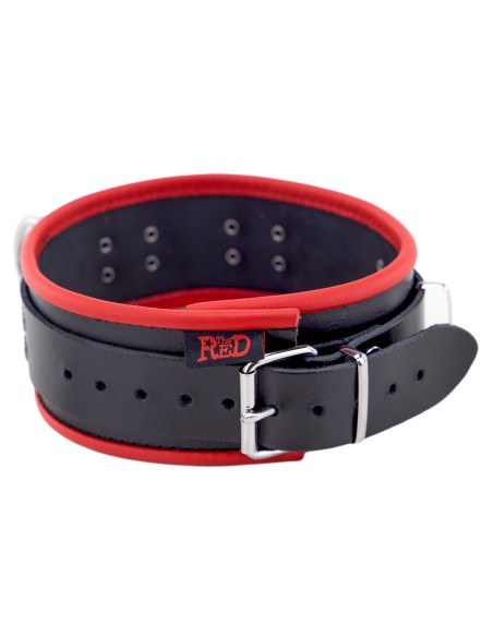 Collier en cuir avec 3 Anneaux D Rouge Collier en cuir avec 3 Anneaux D Rouge