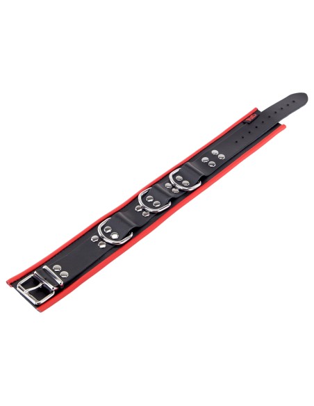 Collier en cuir avec 3 Anneaux D Rouge Collier en cuir avec 3 Anneaux D Rouge