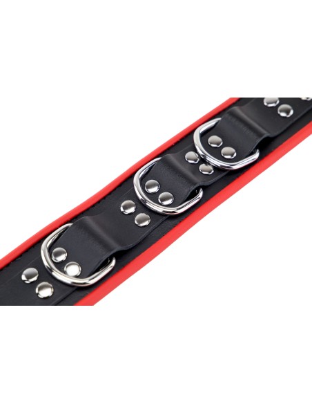 Collier en cuir avec 3 Anneaux D Rouge Collier en cuir avec 3 Anneaux D Rouge