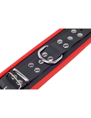 Menottes en cuir pour poignets Noir-Rouge