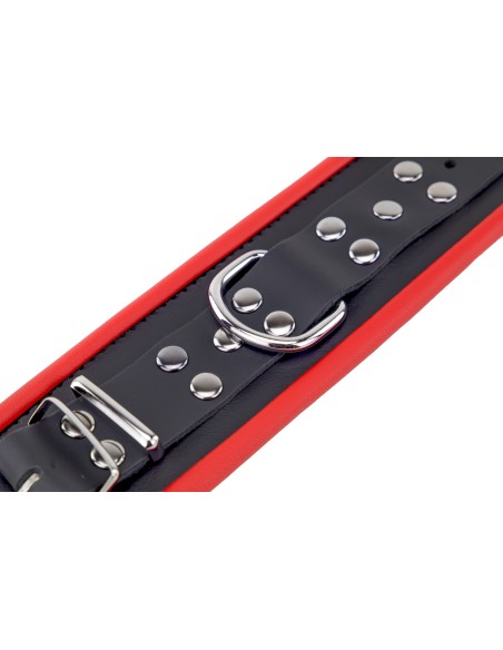 Menottes en cuir pour poignets Noir-Rouge
