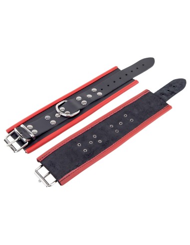 Menottes en cuir pour poignets Noir-Rouge