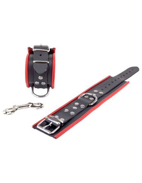 Menottes en cuir pour les chevilles Noir-Rouge