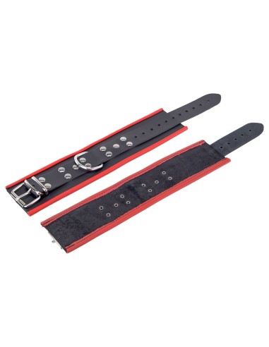Menottes en cuir pour les chevilles Noir-Rouge