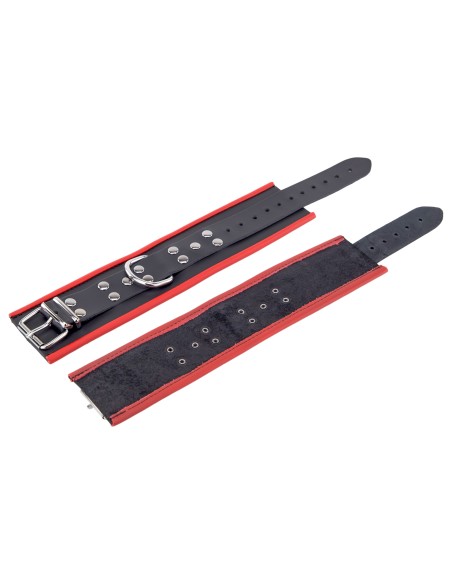 Menottes en cuir pour les chevilles Noir-Rouge
