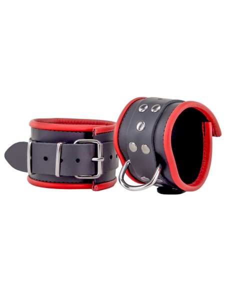 Menottes en cuir pour les chevilles Noir-Rouge
