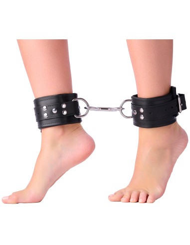Menottes Rembourrées en cuir pour chevilles Noir