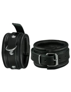 Menottes de chevilles en cuir 5cm Noir