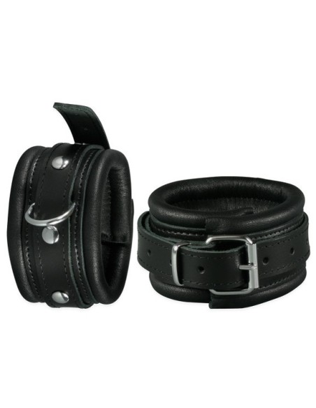 Menottes de chevilles en cuir 5cm Noir Menottes de chevilles en cuir 5cm Noir