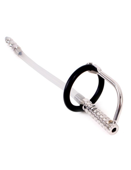 Tige d'urètre percée Catheter Ribbed 21cm - Diamètre 9mm
