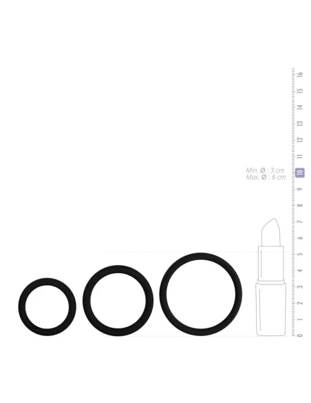 Pack 3 cockrings Silicone Noir