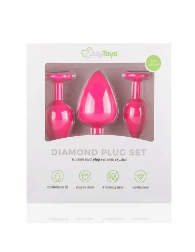 Lot de 3 plugs Bijou Diamond Roses