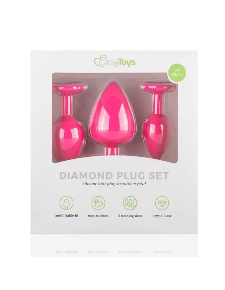 Lot de 3 plugs Bijou Diamond Roses