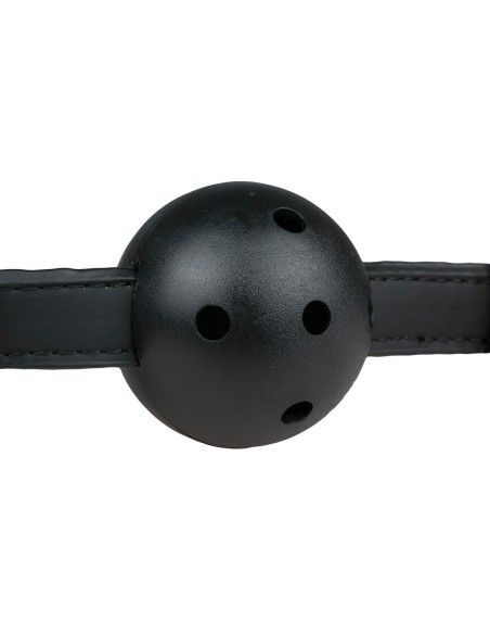 Baillon avec boule noire percée Baillon avec boule noire percée