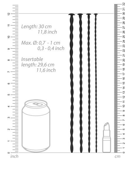 Lot de 4 Tiges pour Urètre Sporal Screw 30cm - Diamètres de 7 à 10mm