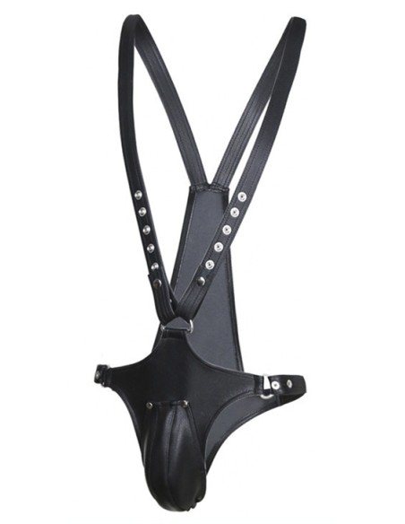 Singlet Open Rompers Simili Noir Singlet Open Rompers Simili Noir