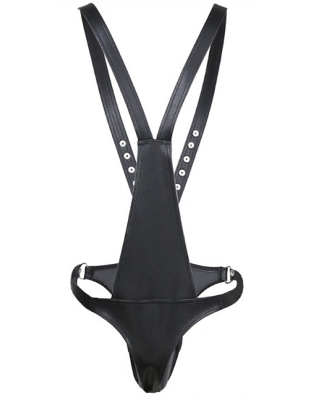 Singlet Open Rompers Simili Noir Singlet Open Rompers Simili Noir