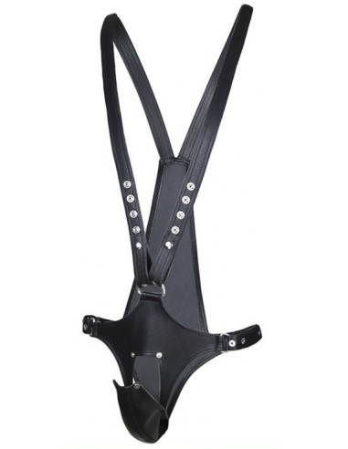 Singlet Open Rompers Simili Noir