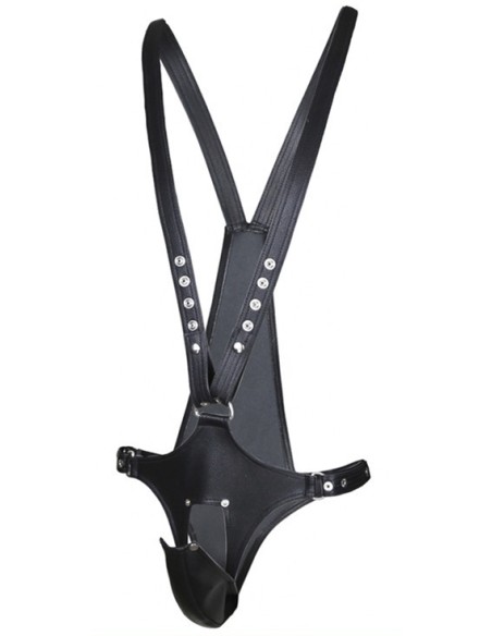 Singlet Open Rompers Simili Noir Singlet Open Rompers Simili Noir