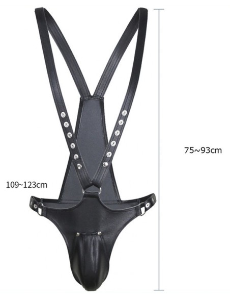 Singlet Open Rompers Simili Noir Singlet Open Rompers Simili Noir