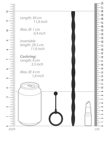 Tige pour urètre en Silicone 29cm - 10mm