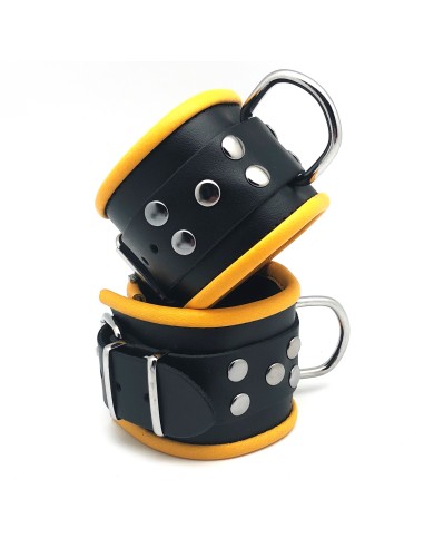 Menottes en cuir pour Poignets Noir-Jaune