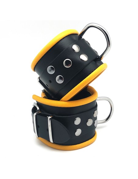 Menottes en cuir pour Poignets Noir-Jaune Menottes en cuir pour Poignets Noir-Jaune