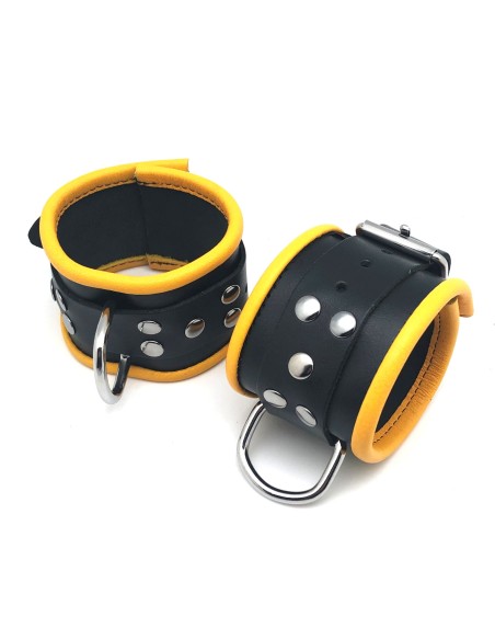 Menottes en cuir pour Poignets Noir-Jaune Menottes en cuir pour Poignets Noir-Jaune