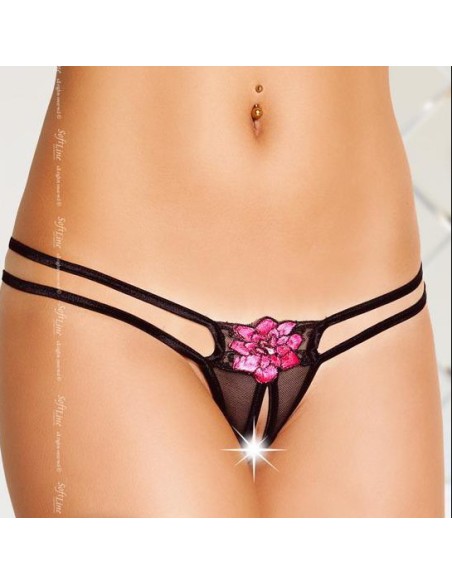 String ouvert DHÉLIA - Noir et rose String ouvert DHÉLIA - Noir et rose