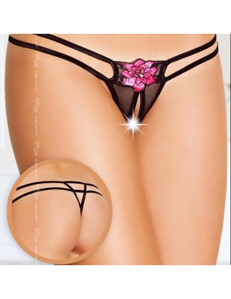 String ouvert DHÉLIA - Noir et rose String ouvert DHÉLIA - Noir et rose