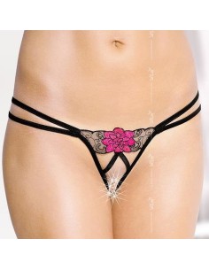 Tanga ouvert BEGNINA - Noir et rose