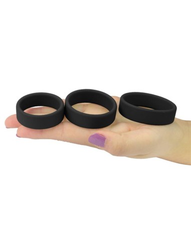 Pack de 3 cockrings silicone SiliRing Noirs