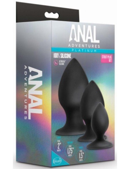 Lot de 3 plugs Anal Adventures Stout Noirs Lot de 3 plugs Anal Adventures Stout Noirs