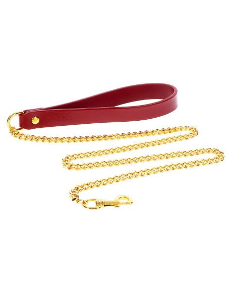 Laisse en métal doré Taboom avec poignée rouge 75cm