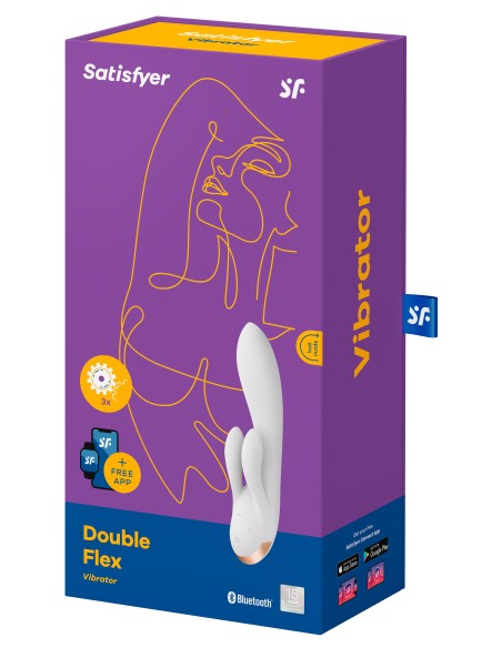 Vibro Rabbit connecté Double Flex Satisfyer 20cm Blanc