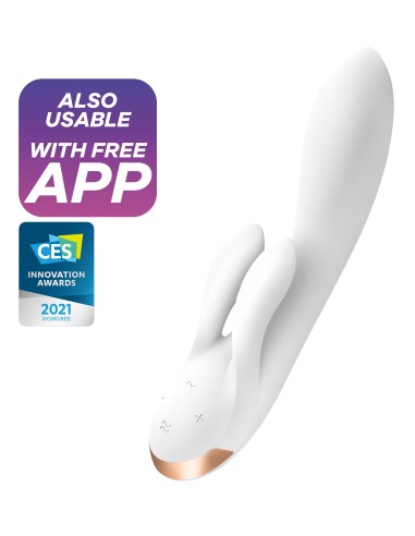 Vibro Rabbit connecté Double Flex Satisfyer 20cm Blanc