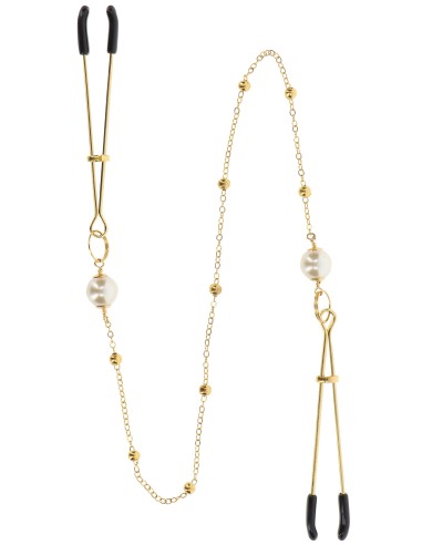 Pince-tétons avec chaîne Tweezers Pearls Taboom Dorées