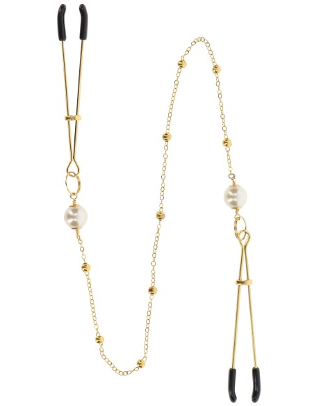 Pince-tétons avec chaîne Tweezers Pearls Taboom Dorées Pince-tétons avec chaîne Tweezers Pearls Taboom Dorées