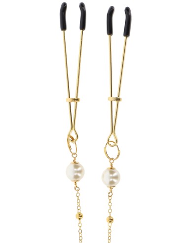 Pince-tétons avec chaîne Tweezers Pearls Taboom Dorées