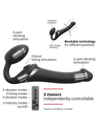 Dildo MULTI ORGASM Strap-On-Me S 14.5 x 3.4cm Noir